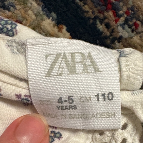 KIDS Zara Cream Top with Blue Floral Accents - Picture 2 of 2